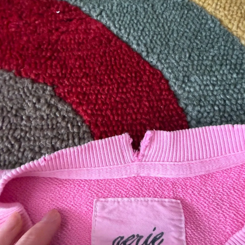 Aerie Down To Earth Crewneck Sweatshirt Oversized Neon Pink Size Small